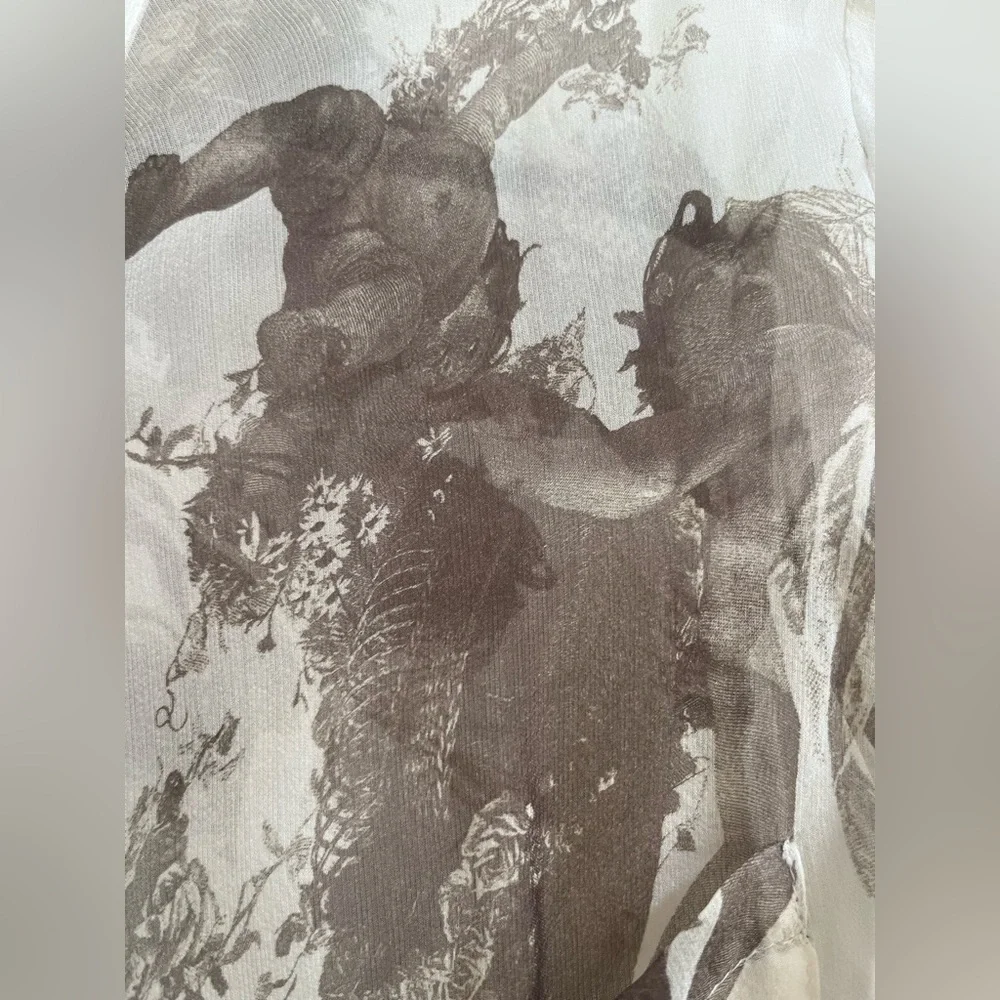 BURBERRY Amelie Bow neck Angel print Mulberry silk sheer long sleeve blouse - Picture 10 of 17